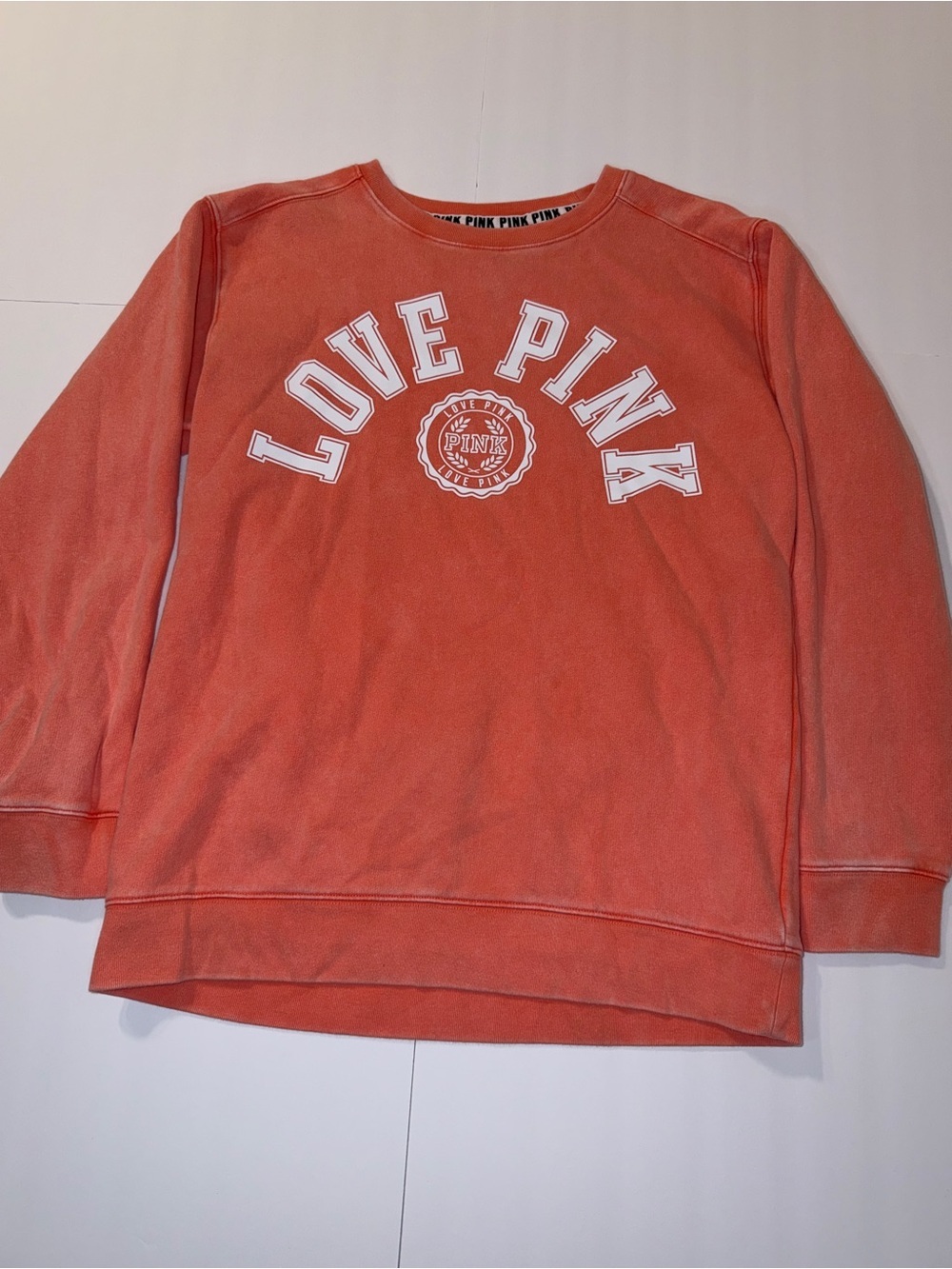 PINK Victoria's Secret Coral Crewneck Sweatshirt - "LOVE PINK"